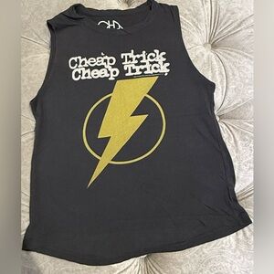 Chaser Cheap Trick Black Graphic Muscle Tank with Yellow Lightning Bolt